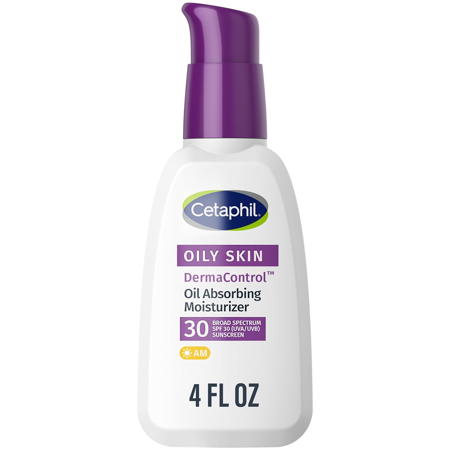 Cetaphil DermaControl Oil Absorbing Moisturizer with SPF 30, For Sensitive, Oily Skin, 4 Fl oz,