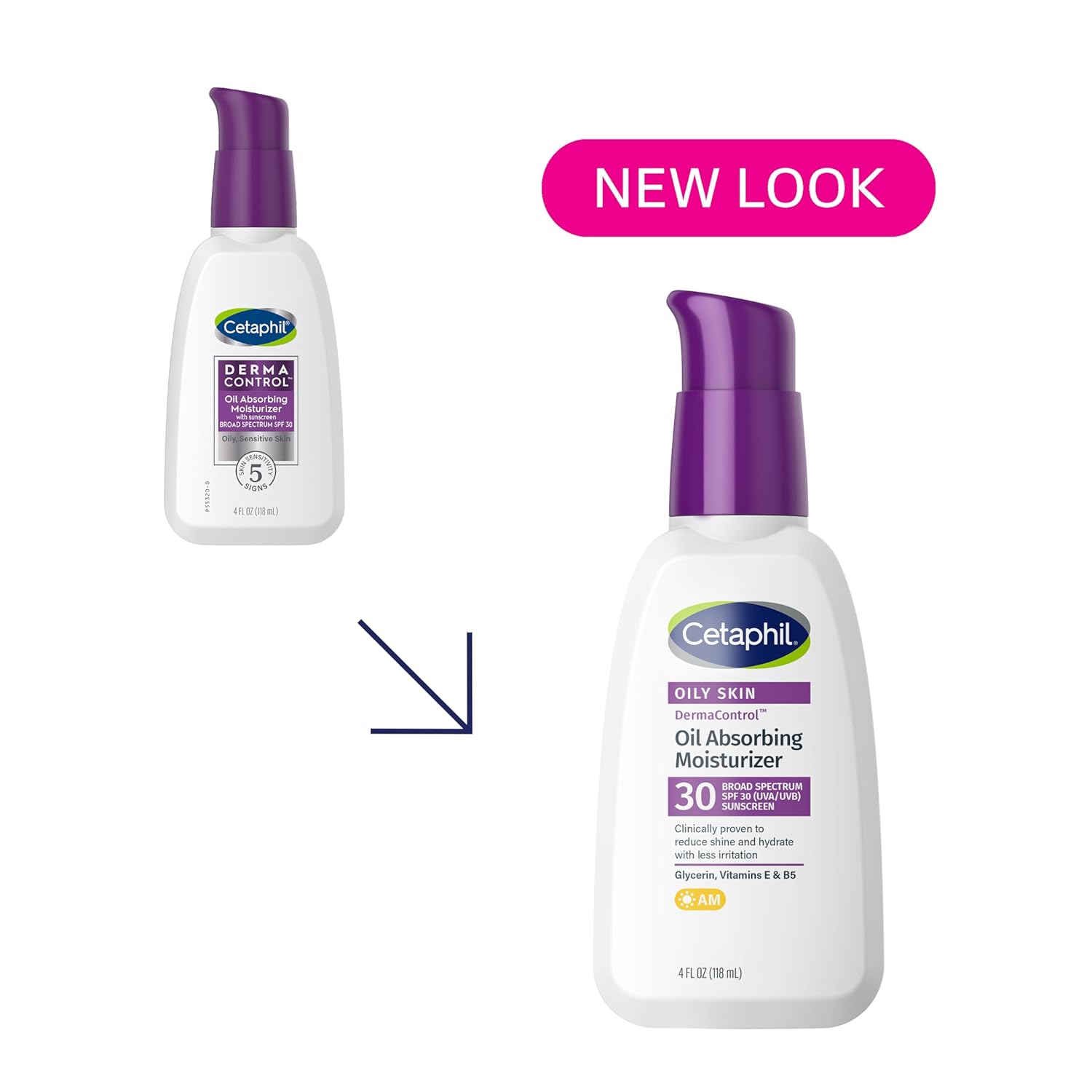 Cetaphil DermaControl Oil Absorbing Moisturizer with SPF 30, For Sensitive, Oily Skin, 4 Fl oz,