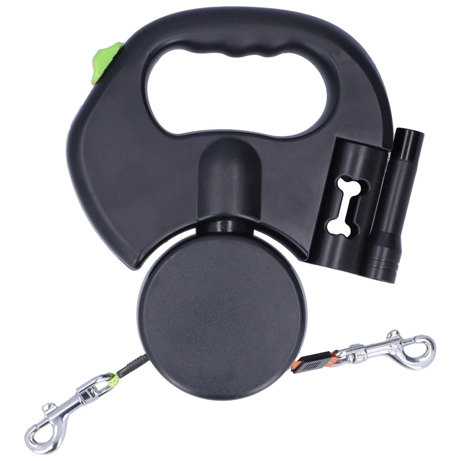 Pet Leash 1 Tow 2 Retractable Double Dog Leash with Flashlight and Bag Dispenser